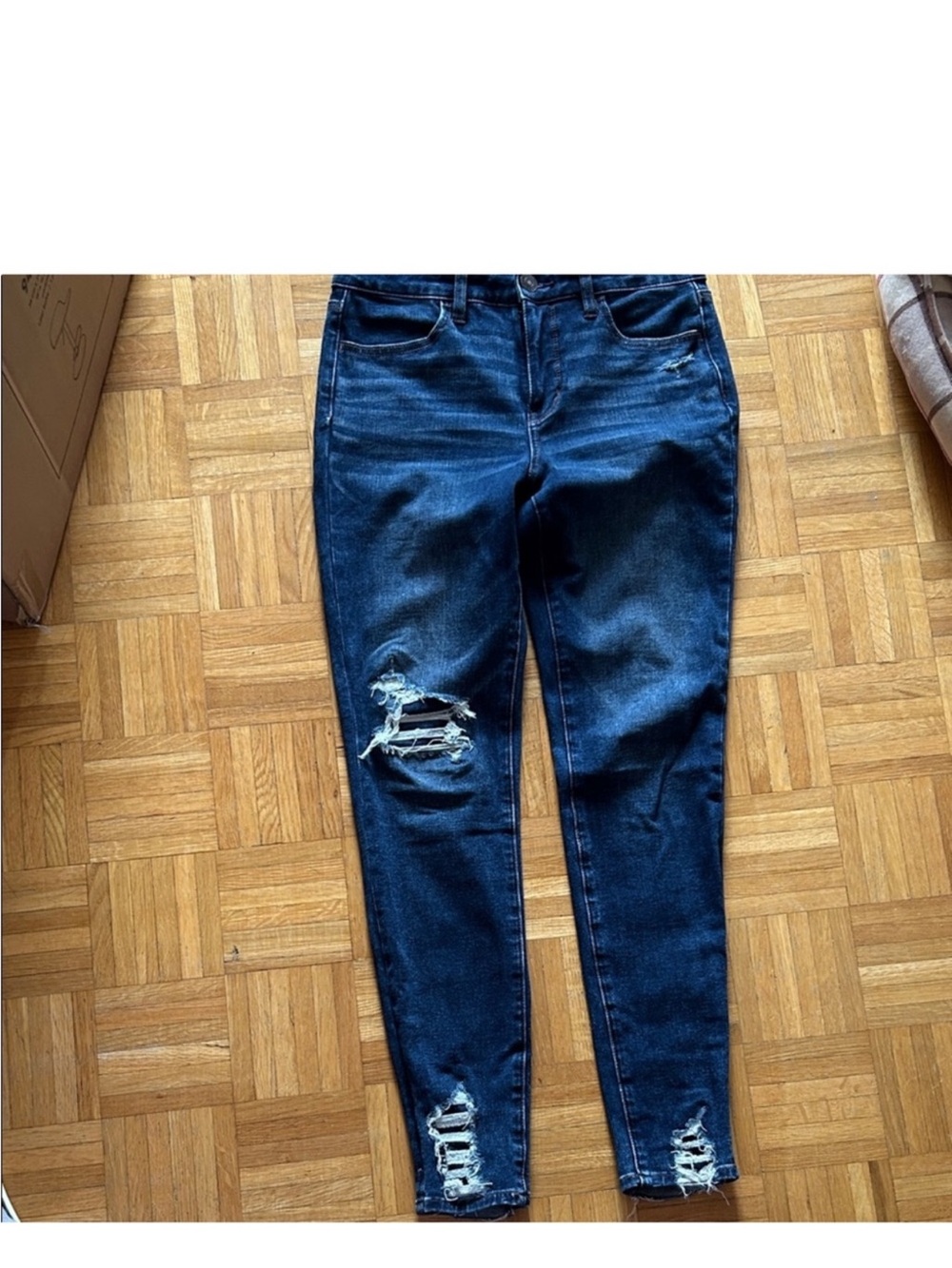 American Eagle Outfitters Dark Blue Skinny Distressed Jeans